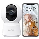 LAXIHUB 3K/5MP Telecamera WiFi Interno 5GHz, Telecamera Sorveglianza Interno, 355° Telecamera Cani con Visione Notturna, Rilevamento di Movimento/Suono, Tracciamento Automatico, Audio Bidirezionale