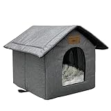 Vinnypet Casetta per Gatti per Esterni Tenda Impermeabile Con Cuscino Peluche per Gatti Randagi Cuccia per Animali Domestici da Esterno 35x30x35cm